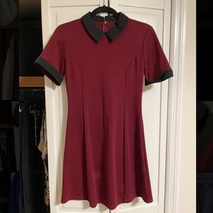 H&M Wednesday Addams mini dress maroon M